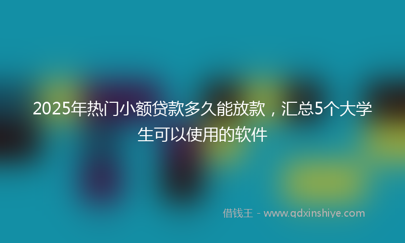 2025年热门小额贷款多久能放款，汇总5个大学生可以使用的软件