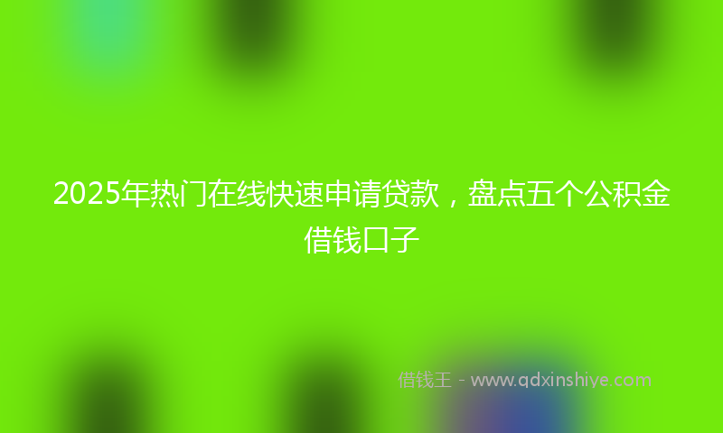 2025年热门在线快速申请贷款，盘点五个公积金借钱口子