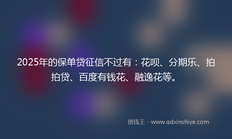 2025年的保单贷征信不过有：花呗、分期乐、拍拍贷、百度有钱花、融逸花等。