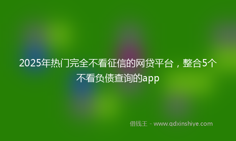 2025年热门完全不看征信的网贷平台，整合5个不看负债查询的app