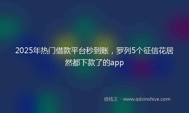2025年热门借款平台秒到账，罗列5个征信花居然都下款了的app