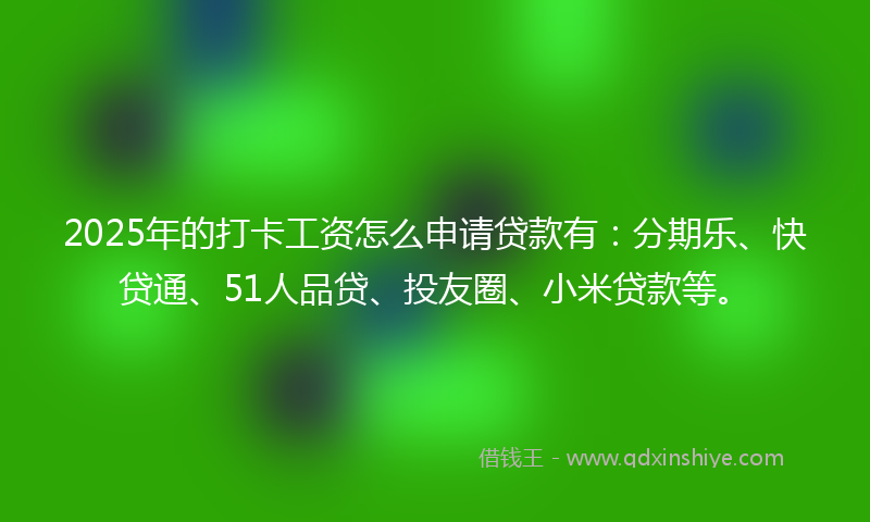2025年的打卡工资怎么申请贷款有：分期乐、快贷通、51人品贷、投友圈、小米贷款等。