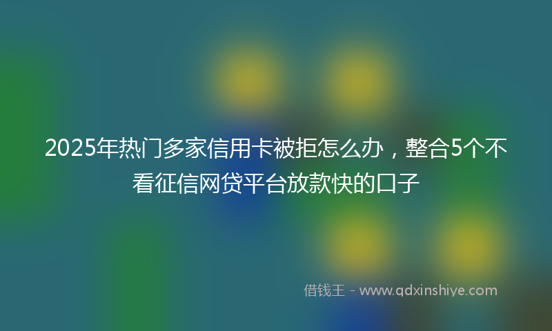 2025年热门多家信用卡被拒怎么办，整合5个不看征信网贷平台放款快的口子