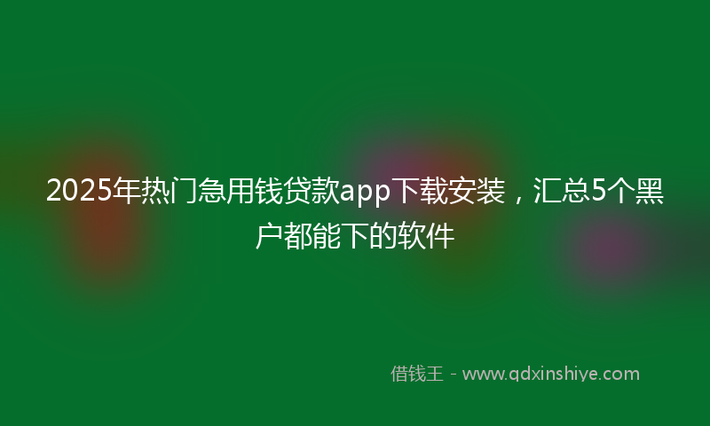 2025年热门急用钱贷款app下载安装，汇总5个黑户都能下的软件