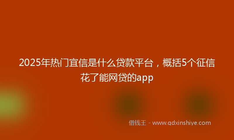 2025年热门宜信是什么贷款平台，概括5个征信花了能网贷的app