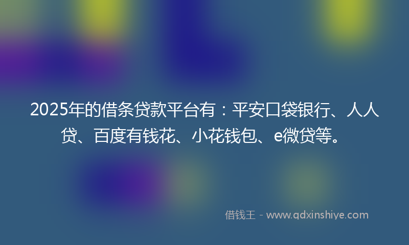 2025年的借条贷款平台有：平安口袋银行、人人贷、百度有钱花、小花钱包、e微贷等。