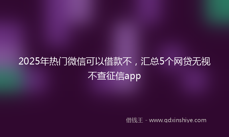 2025年热门微信可以借款不，汇总5个网贷无视不查征信app