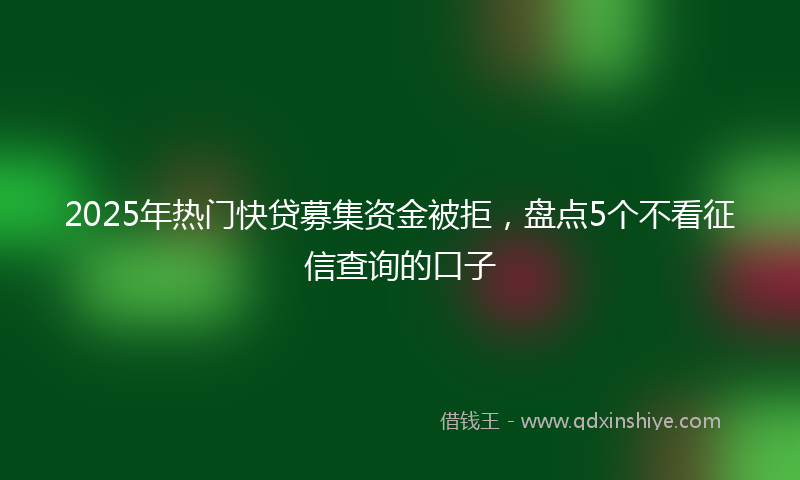 2025年热门快贷募集资金被拒，盘点5个不看征信查询的口子