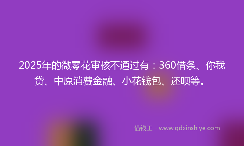 2025年的微零花审核不通过有：360借条、你我贷、中原消费金融、小花钱包、还呗等。