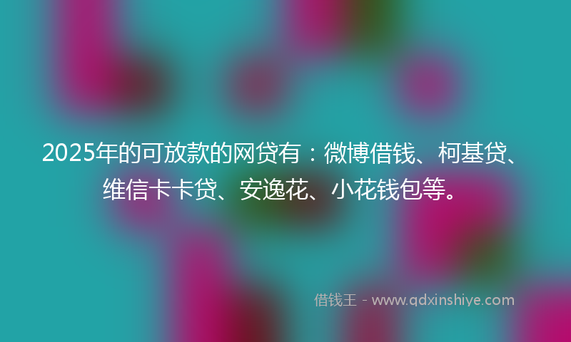 2025年的可放款的网贷有：微博借钱、柯基贷、维信卡卡贷、安逸花、小花钱包等。