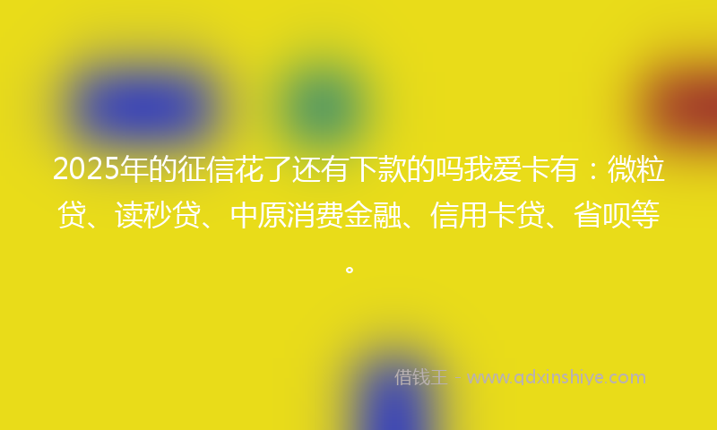 2025年的征信花了还有下款的吗我爱卡有：微粒贷、读秒贷、中原消费金融、信用卡贷、省呗等。