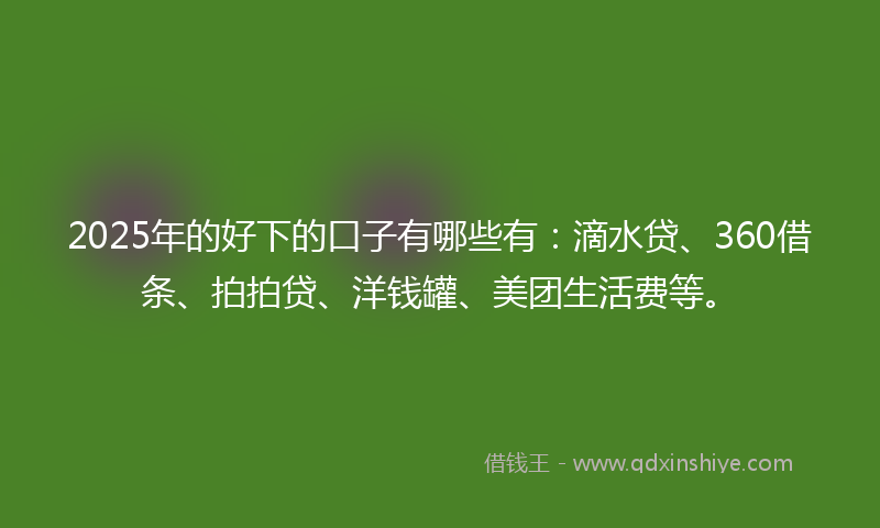 2025年的好下的口子有哪些有：滴水贷、360借条、拍拍贷、洋钱罐、美团生活费等。