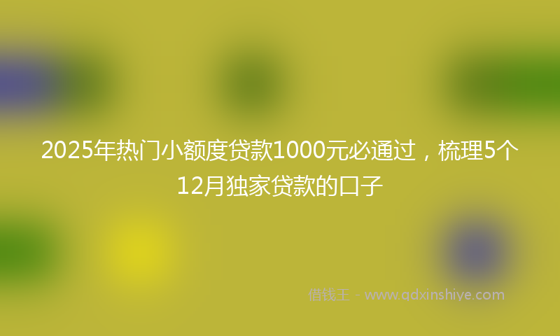 2025年热门小额度贷款1000元必通过，梳理5个12月独家贷款的口子