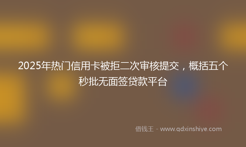2025年热门信用卡被拒二次审核提交，概括五个秒批无面签贷款平台