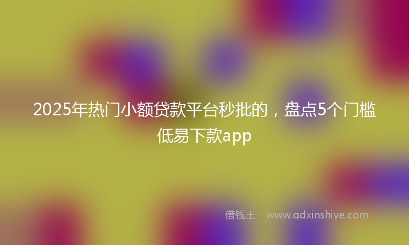 2025年热门小额贷款平台秒批的，盘点5个门槛低易下款app