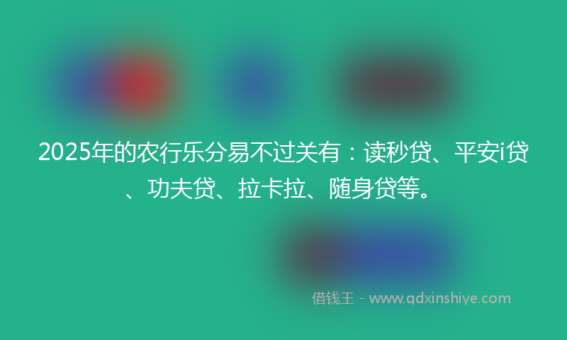 2025年的农行乐分易不过关有：读秒贷、平安i贷、功夫贷、拉卡拉、随身贷等。