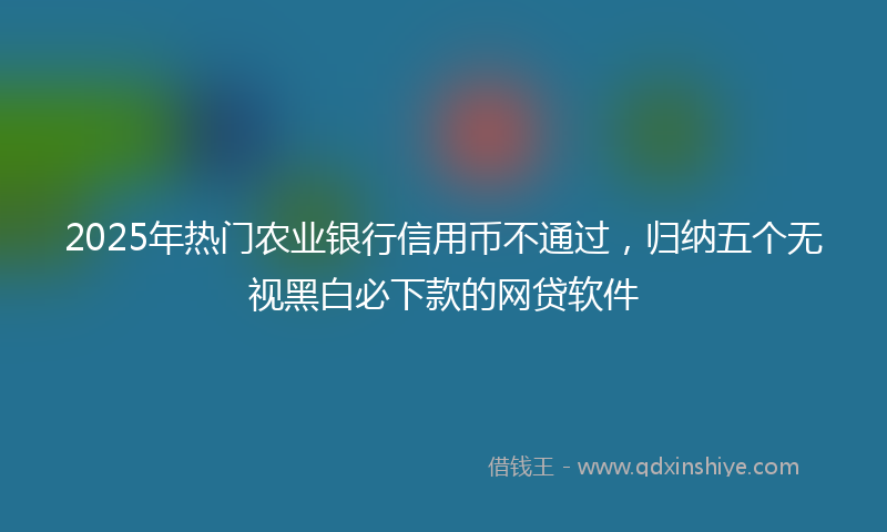 2025年热门农业银行信用币不通过，归纳五个无视黑白必下款的网贷软件