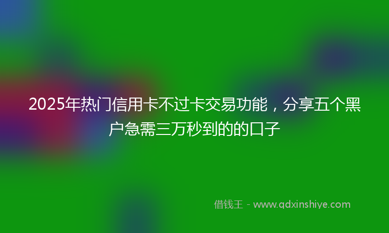 2025年热门信用卡不过卡交易功能，分享五个黑户急需三万秒到的的口子