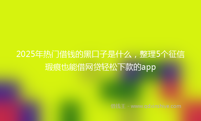 2025年热门借钱的黑口子是什么，整理5个征信瑕疵也能借网贷轻松下款的app