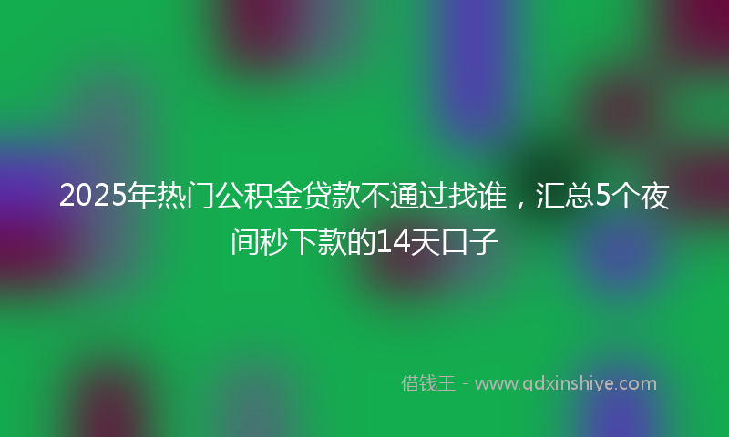 2025年热门公积金贷款不通过找谁，汇总5个夜间秒下款的14天口子