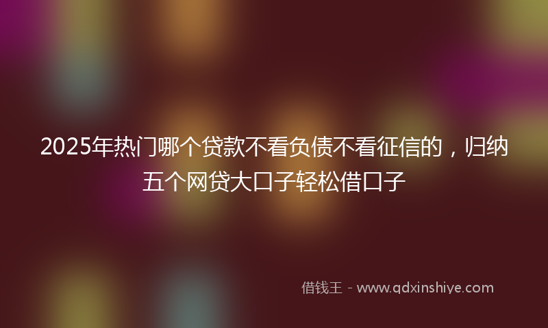 2025年热门哪个贷款不看负债不看征信的，归纳五个网贷大口子轻松借口子