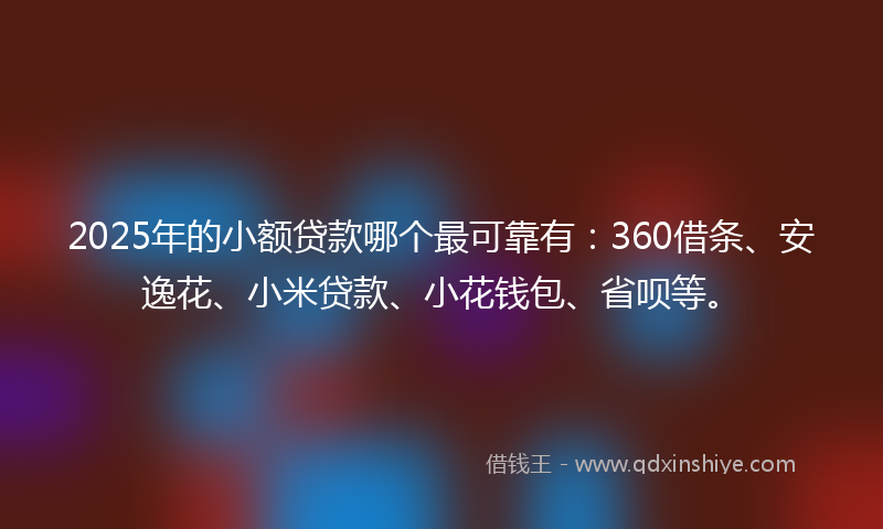 2025年的小额贷款哪个最可靠有：360借条、安逸花、小米贷款、小花钱包、省呗等。