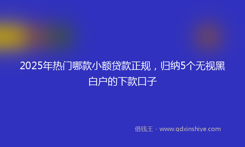 2025年热门哪款小额贷款正规，归纳5个无视黑白户的下款口子