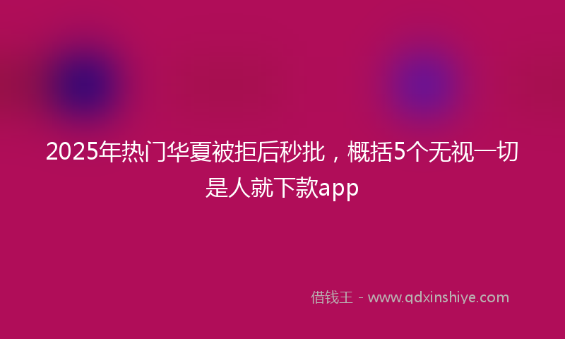 2025年热门华夏被拒后秒批，概括5个无视一切是人就下款app
