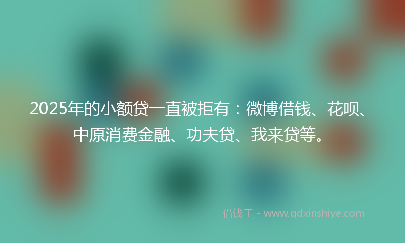 2025年的小额贷一直被拒有：微博借钱、花呗、中原消费金融、功夫贷、我来贷等。