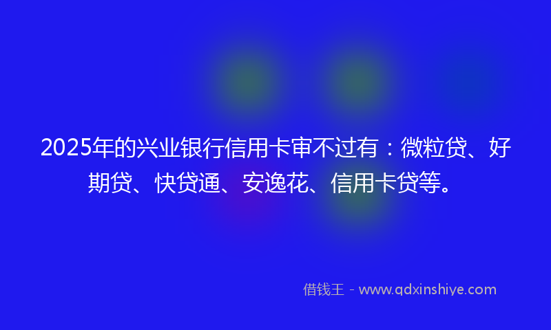 2025年的兴业银行信用卡审不过有：微粒贷、好期贷、快贷通、安逸花、信用卡贷等。
