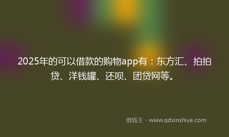 2025年的可以借款的购物app有：东方汇、拍拍贷、洋钱罐、还呗、团贷网等。