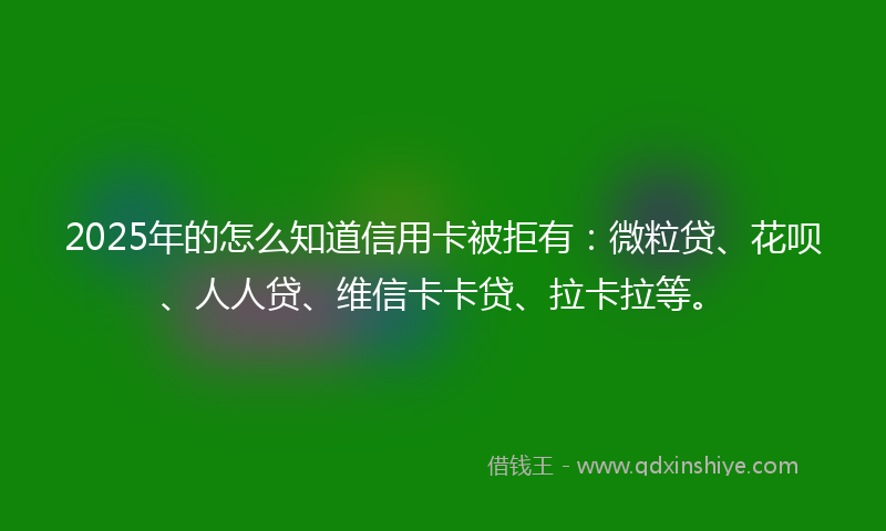 2025年的怎么知道信用卡被拒有：微粒贷、花呗、人人贷、维信卡卡贷、拉卡拉等。