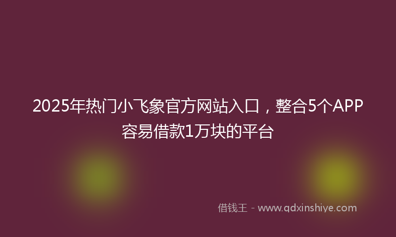 2025年热门小飞象官方网站入口，整合5个APP容易借款1万块的平台