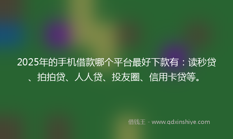 2025年的手机借款哪个平台最好下款有：读秒贷、拍拍贷、人人贷、投友圈、信用卡贷等。