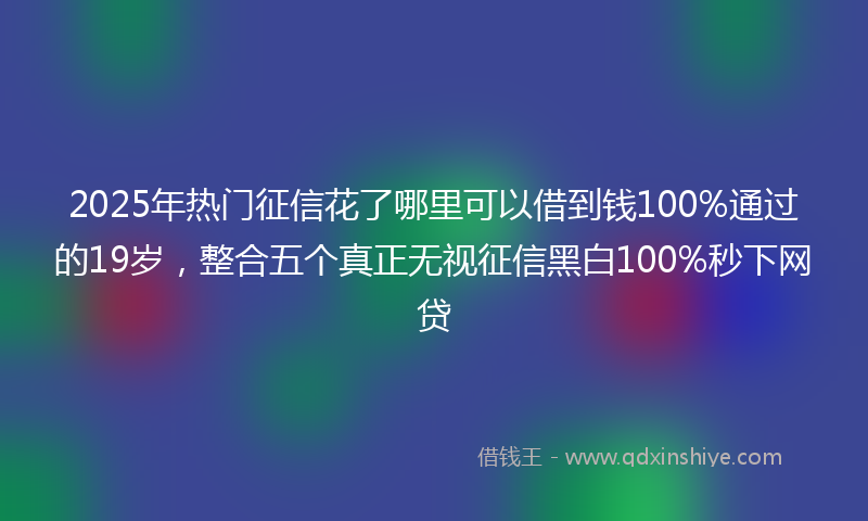 2025年热门征信花了哪里可以借到钱100%通过的19岁，整合五个真正无视征信黑白100%秒下网贷