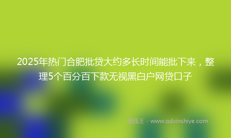 2025年热门合肥批贷大约多长时间能批下来，整理5个百分百下款无视黑白户网贷口子