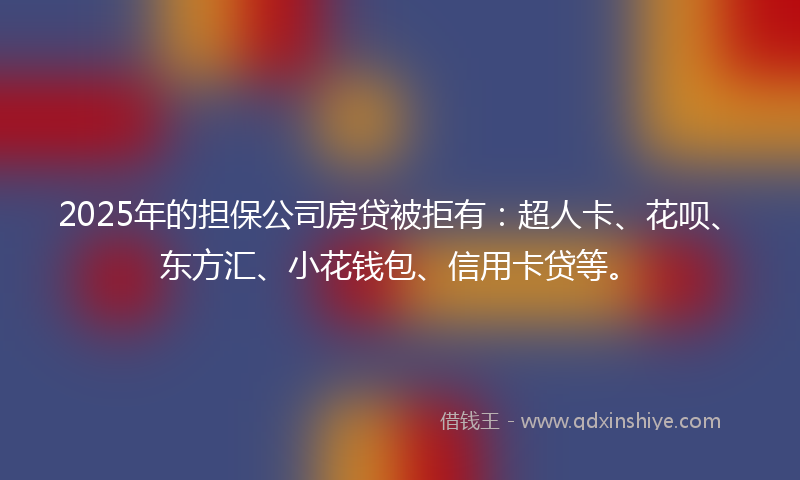 2025年的担保公司房贷被拒有：超人卡、花呗、东方汇、小花钱包、信用卡贷等。