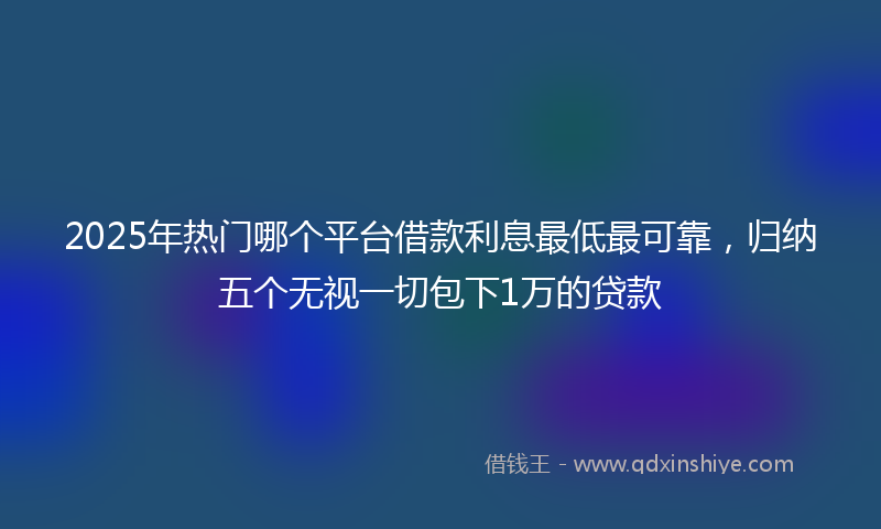 2025年热门哪个平台借款利息最低最可靠，归纳五个无视一切包下1万的贷款
