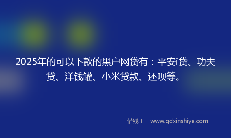 2025年的可以下款的黑户网贷有：平安i贷、功夫贷、洋钱罐、小米贷款、还呗等。