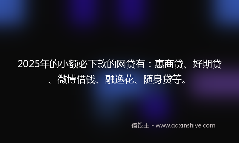2025年的小额必下款的网贷有：惠商贷、好期贷、微博借钱、融逸花、随身贷等。