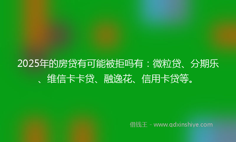 2025年的房贷有可能被拒吗有：微粒贷、分期乐、维信卡卡贷、融逸花、信用卡贷等。