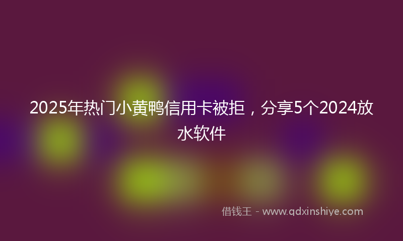 2025年热门小黄鸭信用卡被拒，分享5个2024放水软件