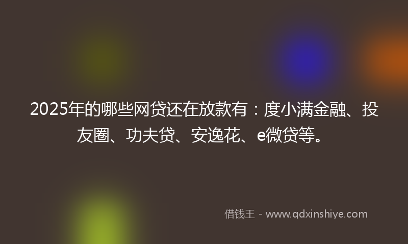 2025年的哪些网贷还在放款有：度小满金融、投友圈、功夫贷、安逸花、e微贷等。