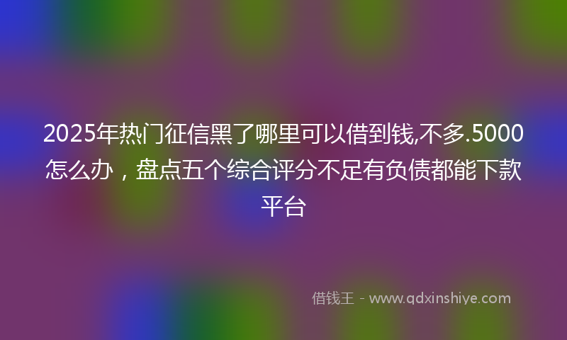 2025年热门征信黑了哪里可以借到钱,不多.5000怎么办，盘点五个综合评分不足有负债都能下款平台