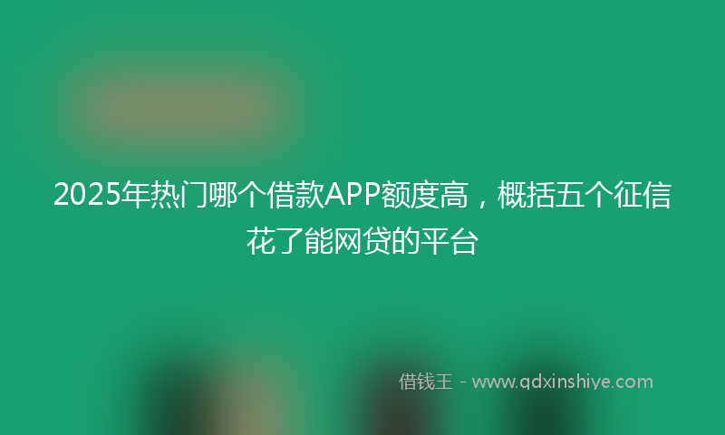 2025年热门哪个借款APP额度高，概括五个征信花了能网贷的平台
