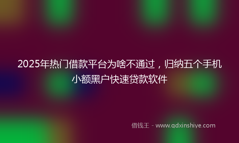2025年热门借款平台为啥不通过，归纳五个手机小额黑户快速贷款软件
