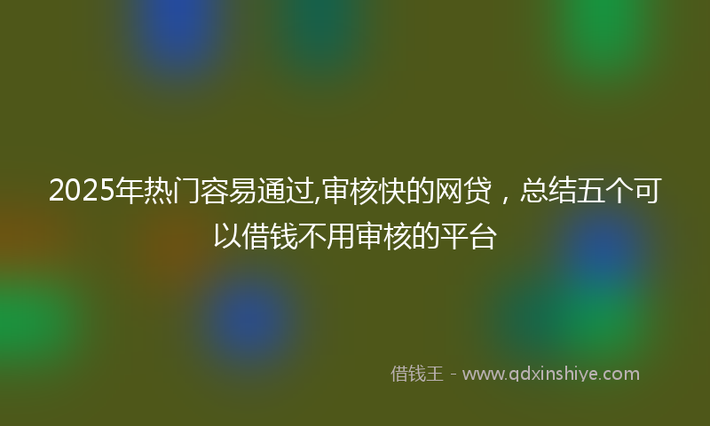 2025年热门容易通过,审核快的网贷，总结五个可以借钱不用审核的平台