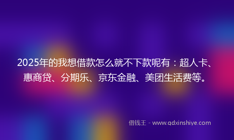 2025年的我想借款怎么就不下款呢有：超人卡、惠商贷、分期乐、京东金融、美团生活费等。