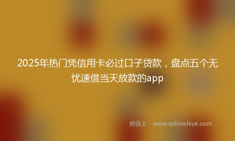 2025年热门凭信用卡必过口子贷款，盘点五个无忧速借当天放款的app