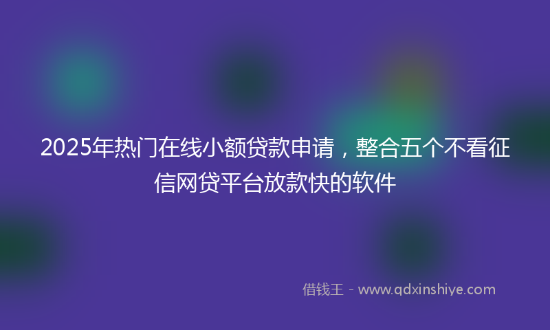 2025年热门在线小额贷款申请，整合五个不看征信网贷平台放款快的软件